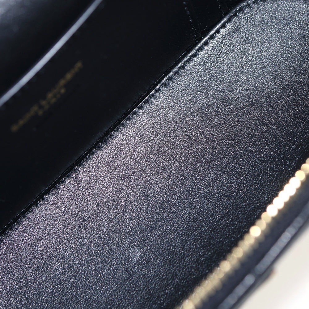 SAINT LAURENT PARIS(サンローランパリ) ギャビー ラムスキン レザー 2WAY バニティ ハンドバッグ ポーチ ショルダーバッグ ブラック レディース 766731