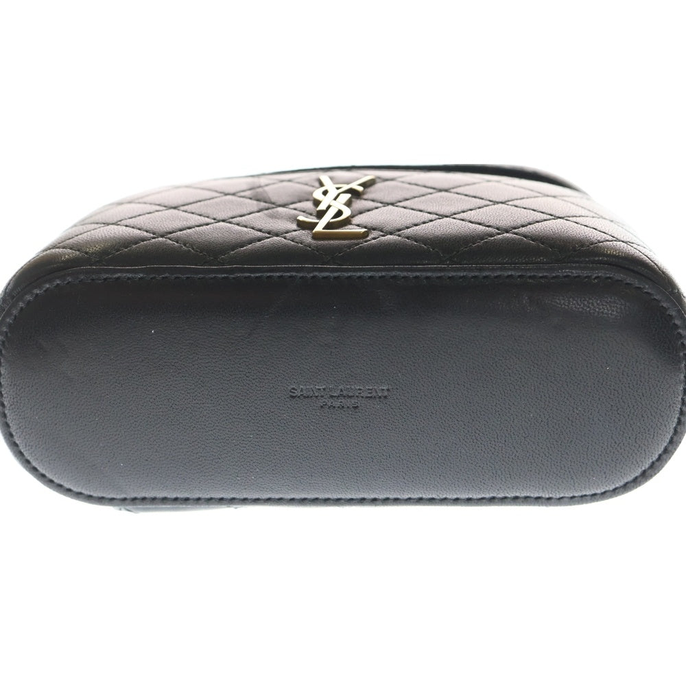 SAINT LAURENT PARIS(サンローランパリ) ギャビー ラムスキン レザー 2WAY バニティ ハンドバッグ ポーチ ショルダーバッグ ブラック レディース 766731