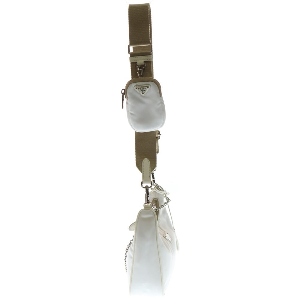 PRADA(プラダ) Re-Edition 2005 リエディション リナイロン サフィアーノレザー トライアングルロゴプレート 2WAY ショルダーバッグ ハンドバッグ ホワイト レディース 1BH204