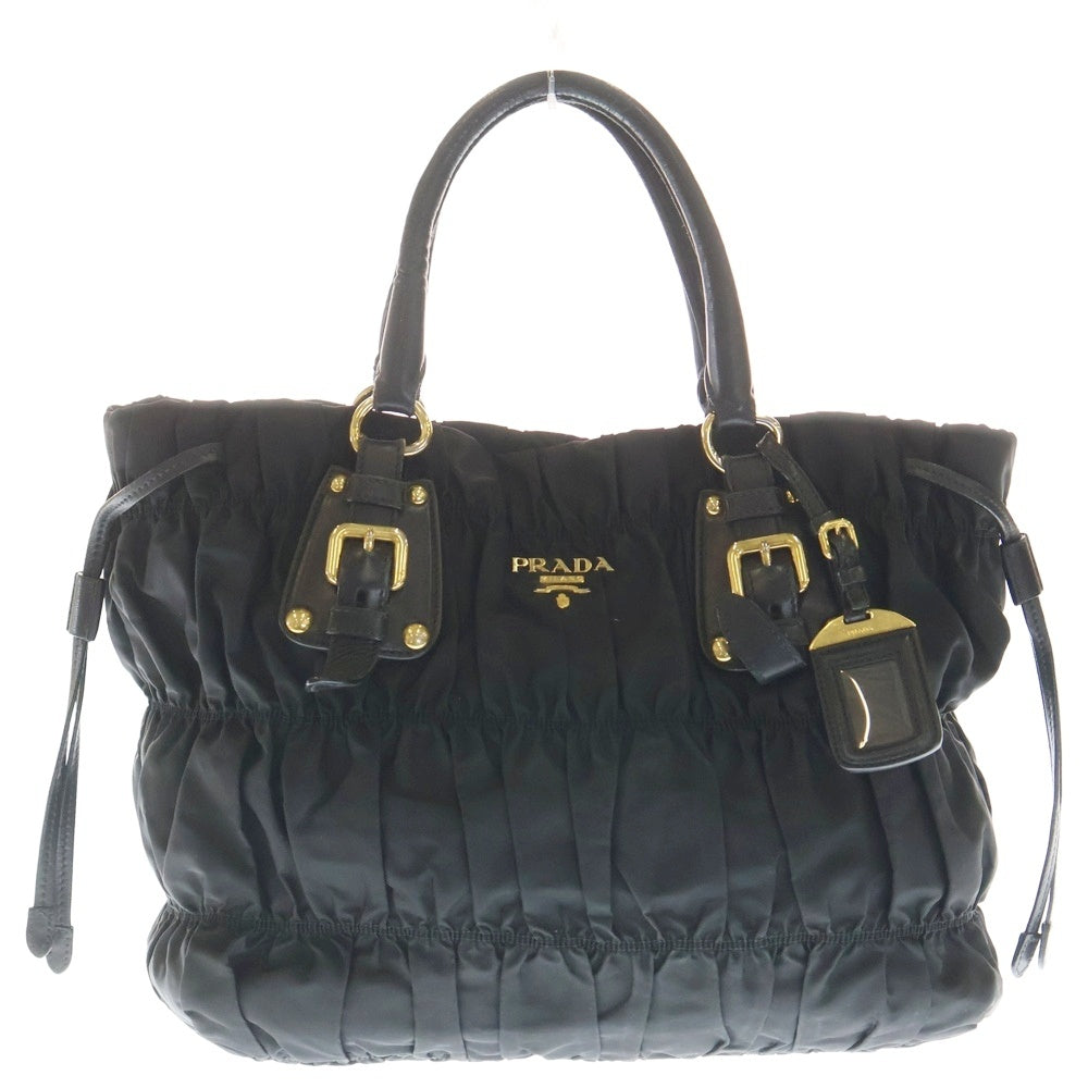 PRADA(プラダ) ギャザー 2Way ナイロン ハンド バッグ ブラック レディース