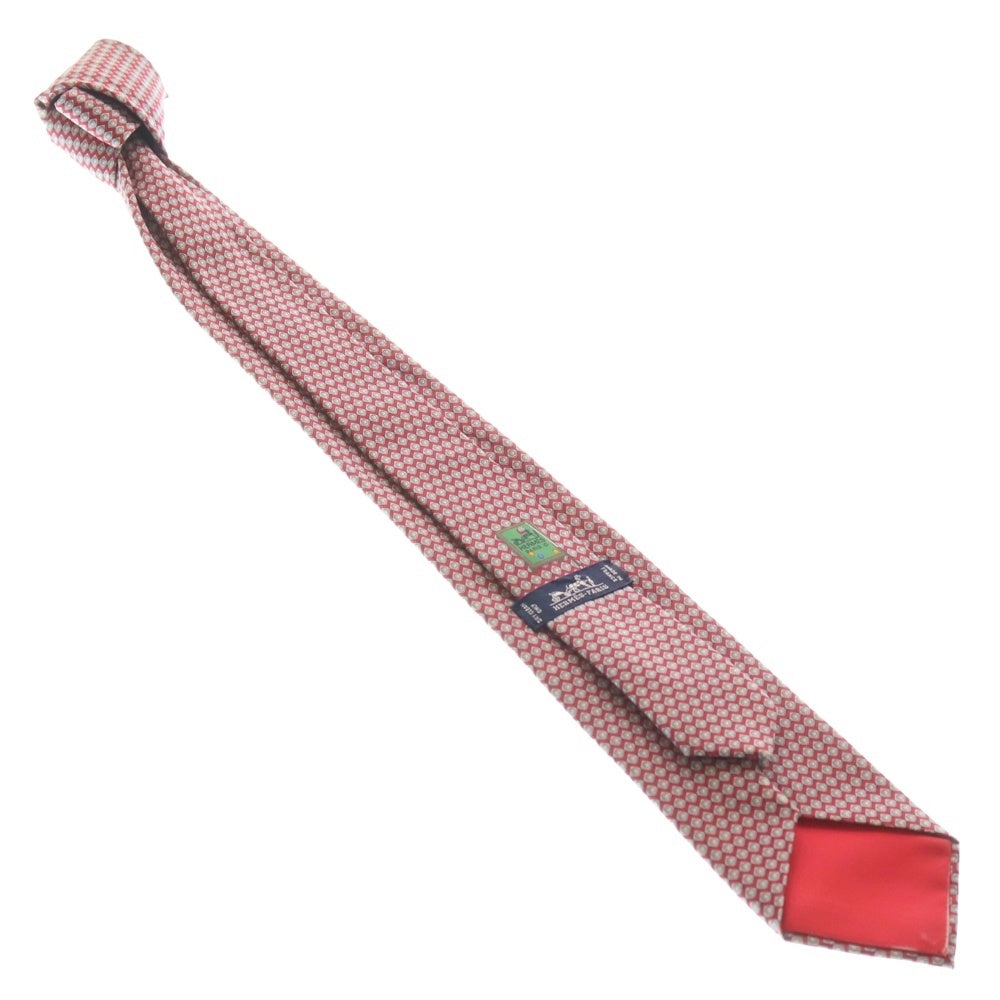 HERMES(エルメス) 総柄 シルク ネクタイ レッド