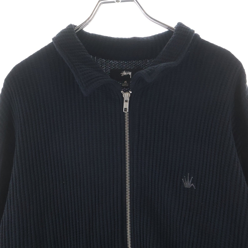 STUSSY(ステューシー) 23AW BIG THERMAL ZIP SHIRT クラウン刺繍 サーマル ジップアップ 長袖シャツ ブラック 1140317