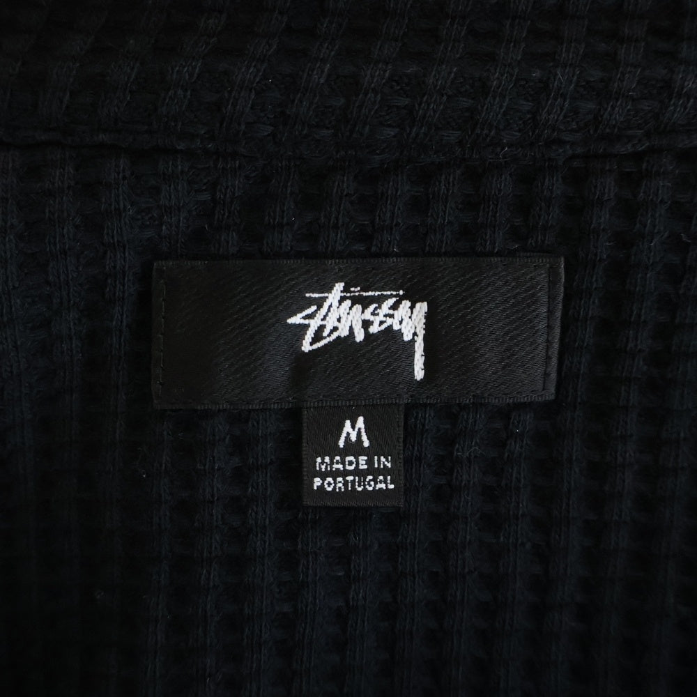 STUSSY(ステューシー) 23AW BIG THERMAL ZIP SHIRT クラウン刺繍 サーマル ジップアップ 長袖シャツ ブラック 1140317