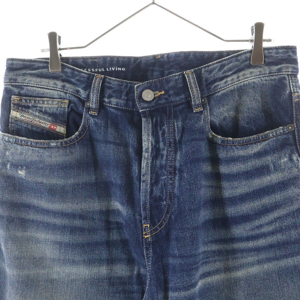 DIESEL(ディーゼル) D-Rise ダメージ加工 ワイドストレート デニムパンツ ボトムス ジーンズ インディゴ A06370