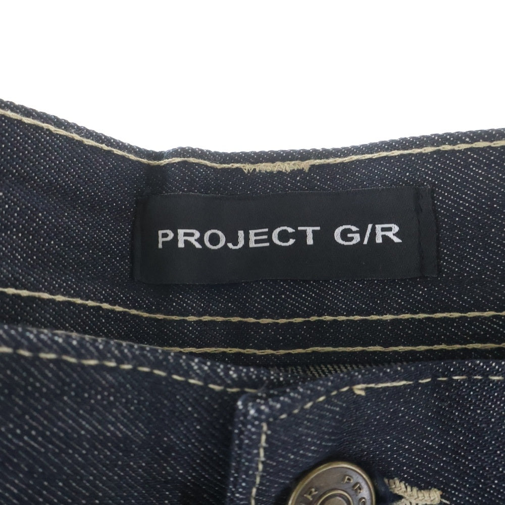 PROJECT G/R(プロジェクトジーアール) Retro Baggy レトロ ロゴ刺繍 バギー ワイド デニムパンツ インディゴ