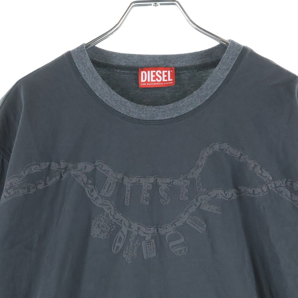 DIESEL(ディーゼル) 25SS T-NORM-HOSHI ホシ ロゴプリントクルーネック半袖Tシャツカットソー チャコール 0SPCB