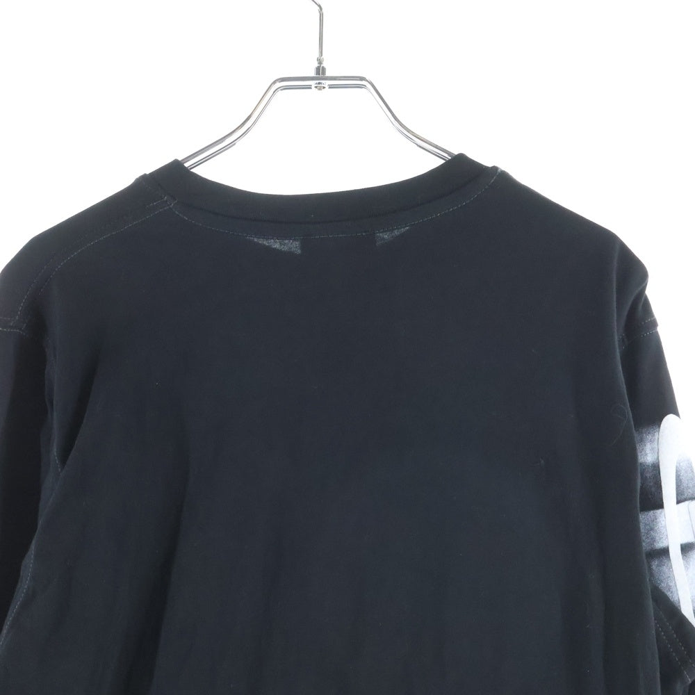 DIESEL(ディーゼル) T-JUST-LS-SLITS-N2 アームフロッキープリント ロングスリーブ 長袖Tシャツカットソー ブラック A12272