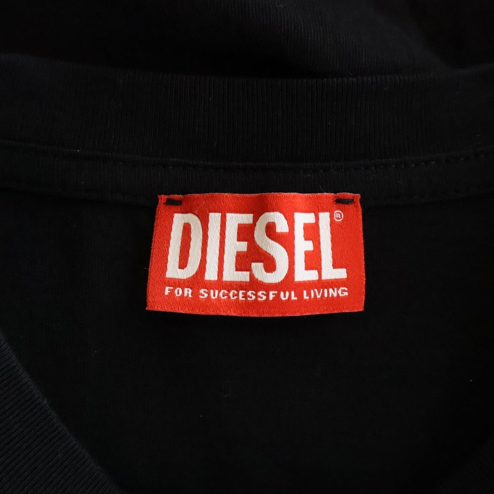 DIESEL(ディーゼル) T-JUST-LS-SLITS-N2 アームフロッキープリント ロングスリーブ 長袖Tシャツカットソー ブラック A12272