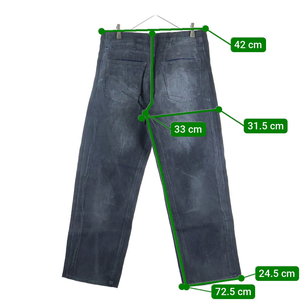 DIESEL(ディーゼル) 2010 D-MACS-FSE2 貼り付け加工 ワイド デニムパンツ ブラック/インディゴ A13887