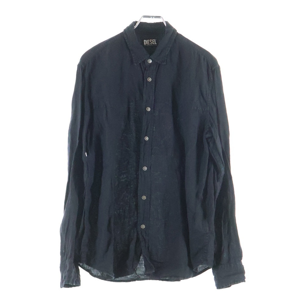 DIESEL(ディーゼル) S-PLAN-X D刺繍 ボタンダウン 長袖シャツ ブラック A10588