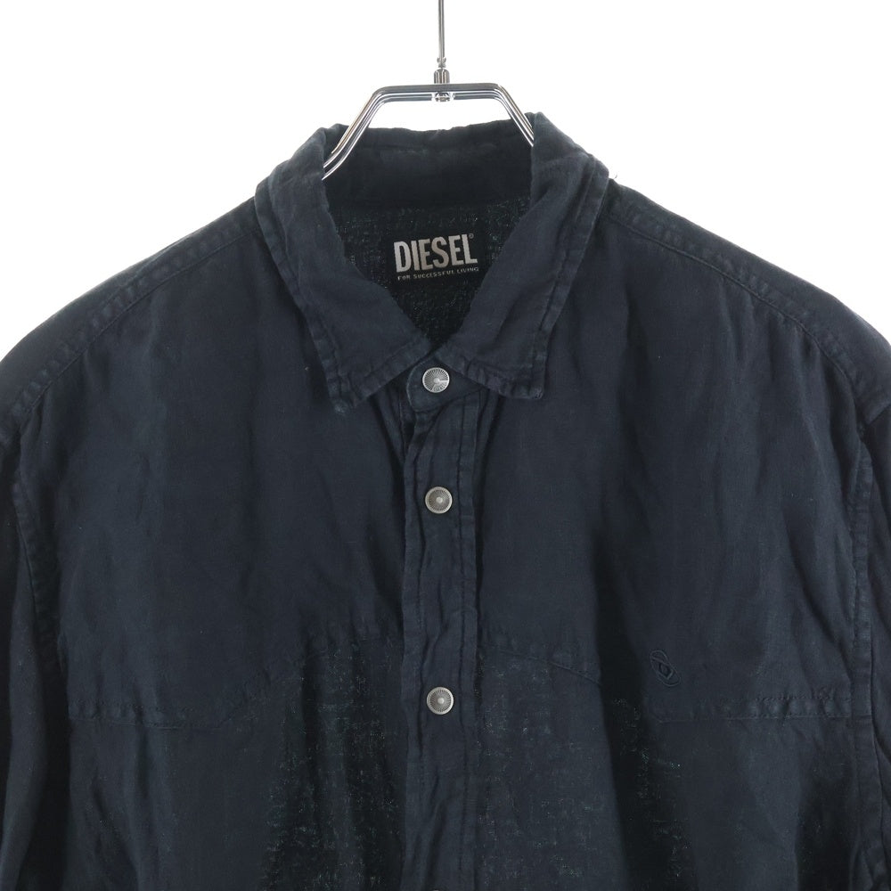 DIESEL(ディーゼル) S-PLAN-X D刺繍 ボタンダウン 長袖シャツ ブラック A10588