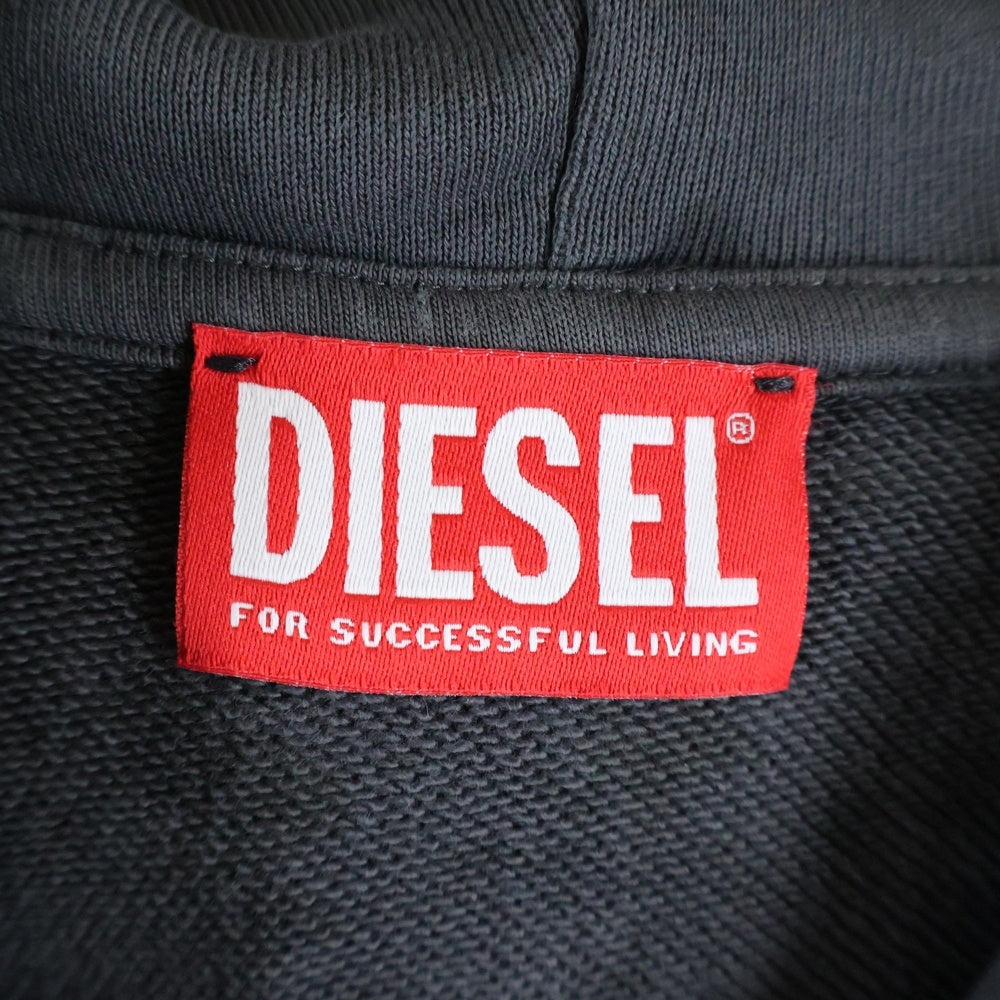DIESEL(ディーゼル) S-BOXT-HOOD-K1 ロゴパッチ スウェットプルオーバーパーカー ブラック A14826