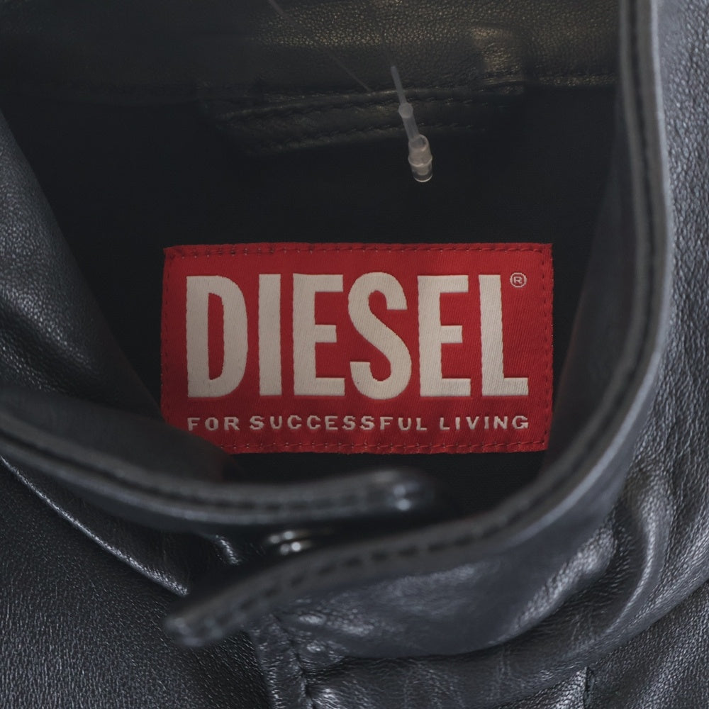 DIESEL(ディーゼル) L-GAST ガスト ユーティリティ ポケット ジップアップ レザージャケット ブラック A16658