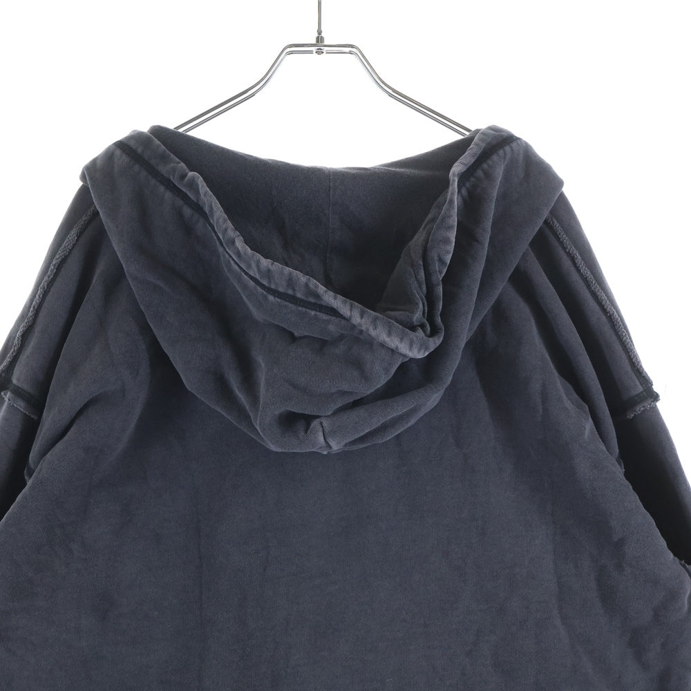 DIESEL(ディーゼル) 24AW S-BOXT-HOOD-RAW ウォッシュド加工スウェットプルオーバーパーカー グレー A14861