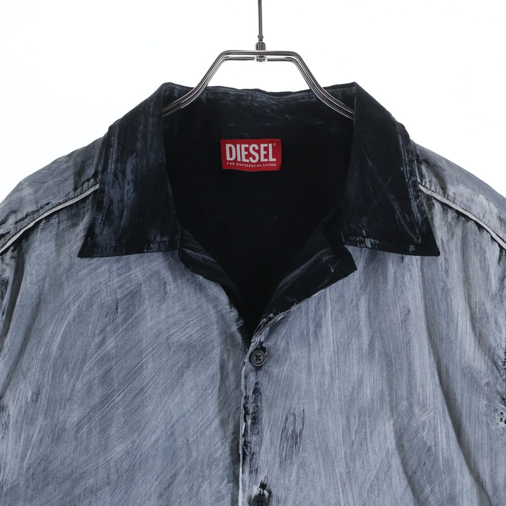 DIESEL(ディーゼル) 24AW S-CREED-BLOCKエスクリード ブロック 加工 切替 長袖シャツ ブルー/ブラック A14419