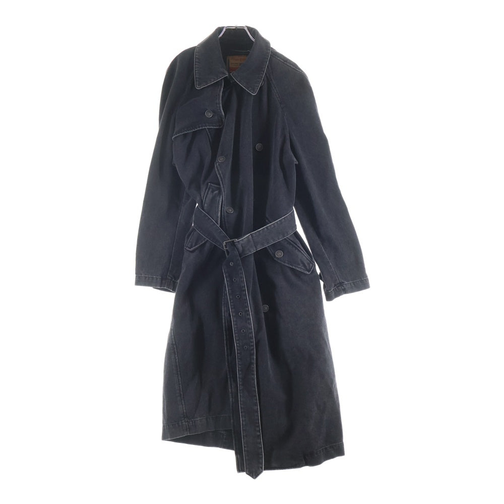 DIESEL(ディーゼル) D-DELIRIOUS ダブルブレスト デニム トレンチコート ブラック A03873