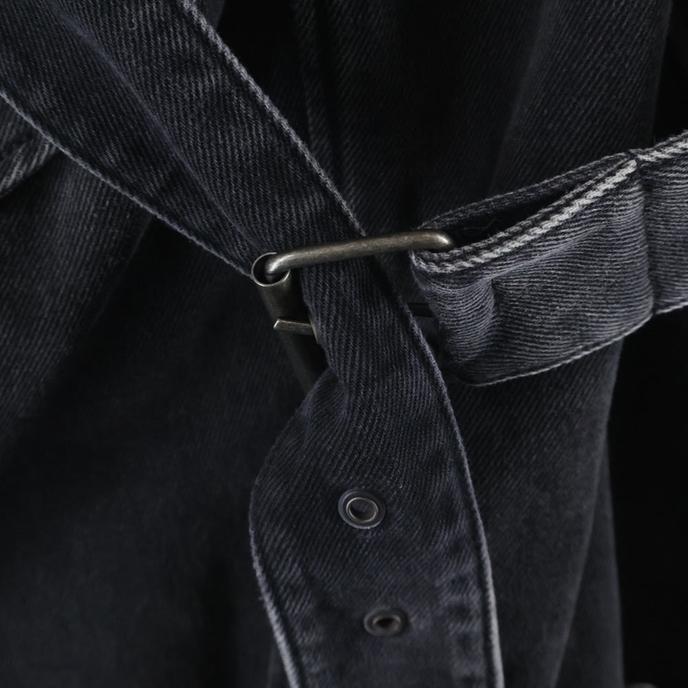 DIESEL(ディーゼル) D-DELIRIOUS ダブルブレスト デニム トレンチコート ブラック A03873