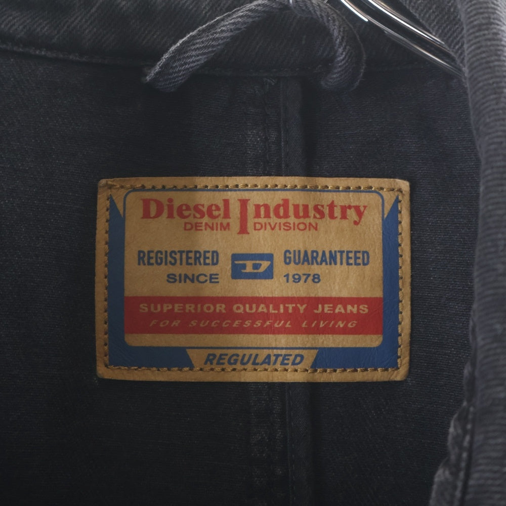 DIESEL(ディーゼル) D-DELIRIOUS ダブルブレスト デニム トレンチコート ブラック A03873