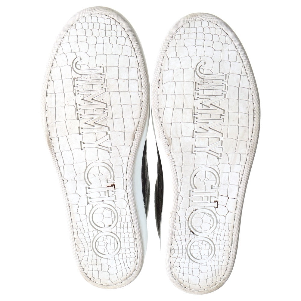 JIMMY CHOO(ジミーチュウ) クロコエンボス レザー ローカットスニーカー ブラウン/ホワイト