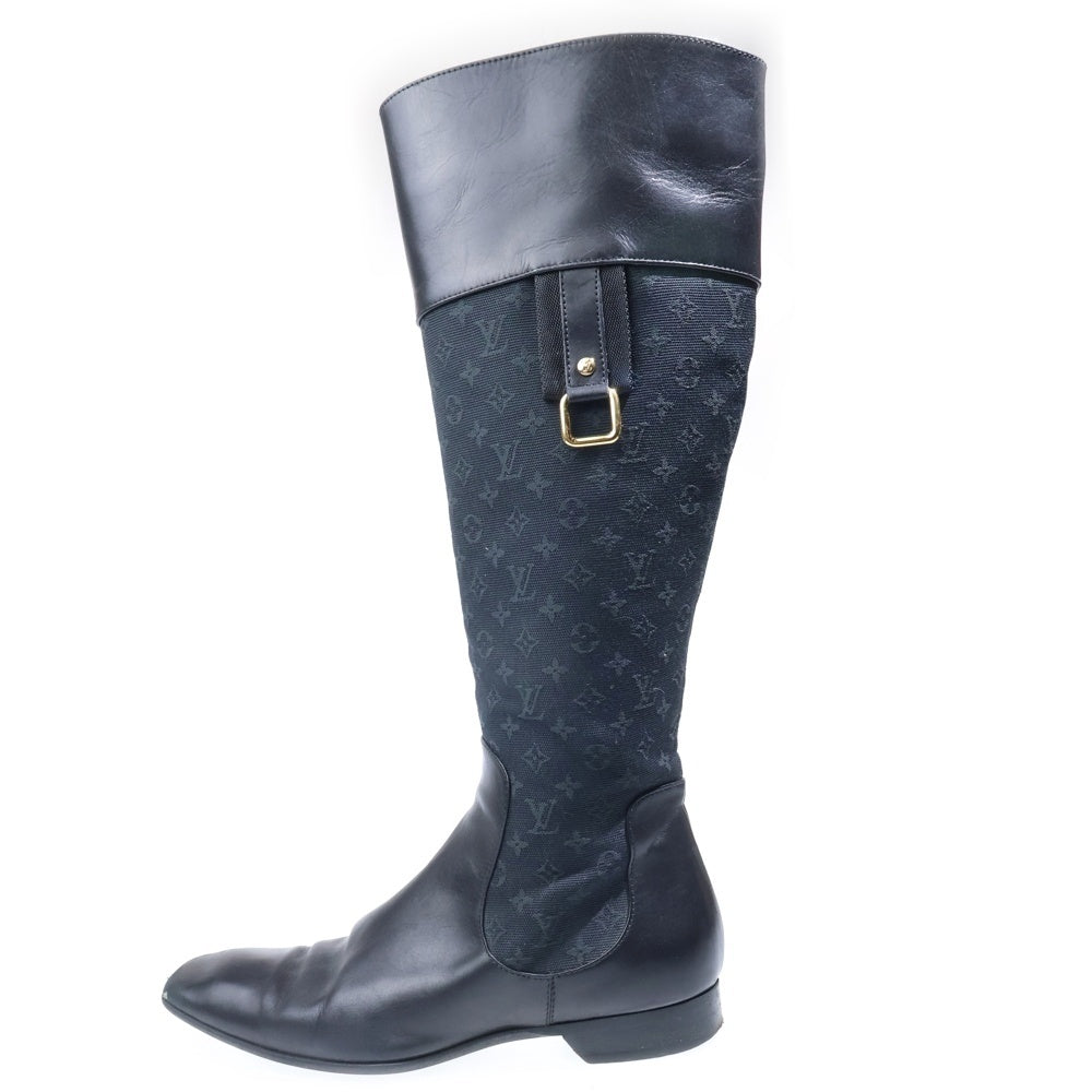 LOUIS VUITTON(ルイヴィトン) モノグラム ミニ 切替 レザー ロングブーツ ブラック AR0054 レディース