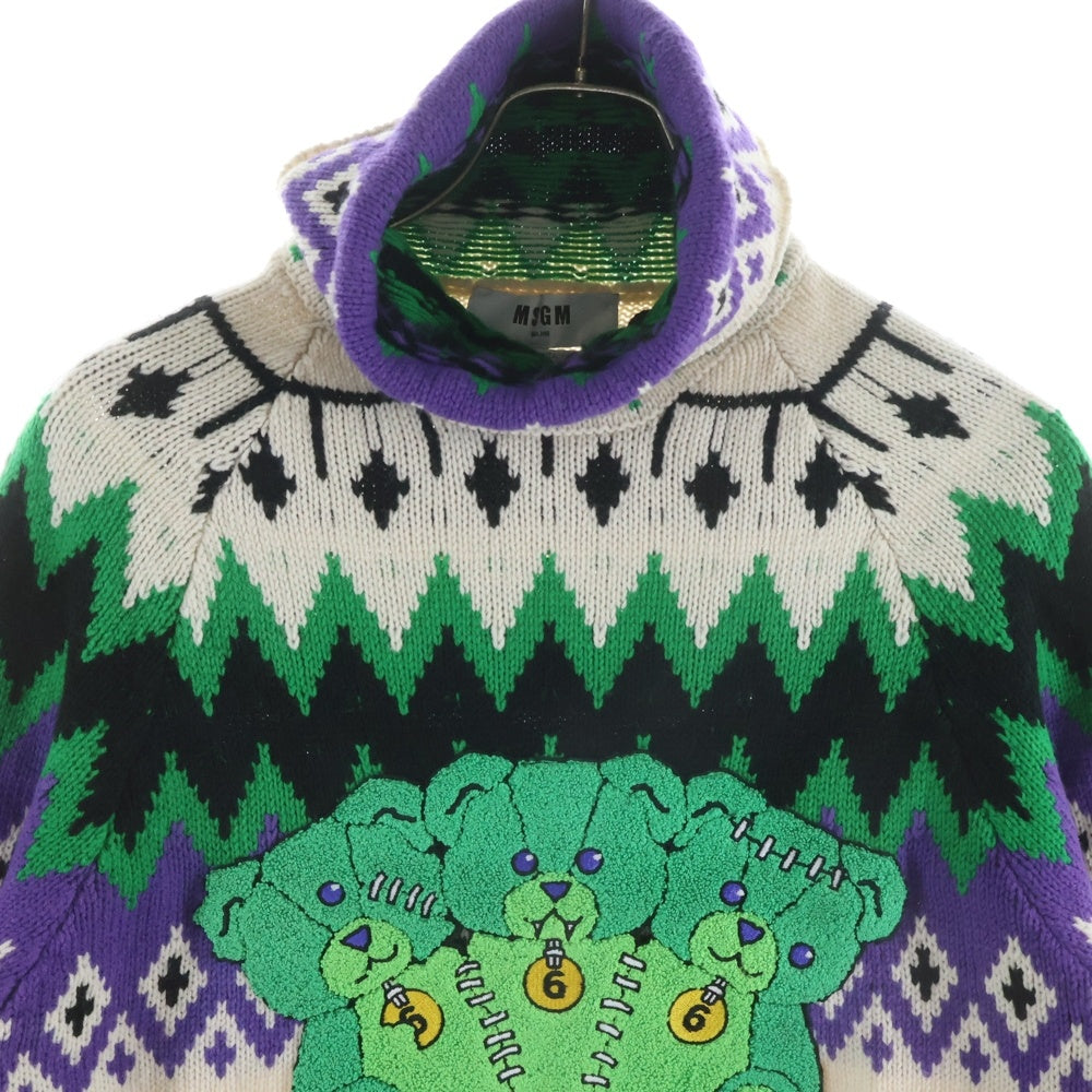 MSGM(エムエスジーエム) ベアパイル刺繍 タートルネック ニットセーター マルチ 2940MM147X