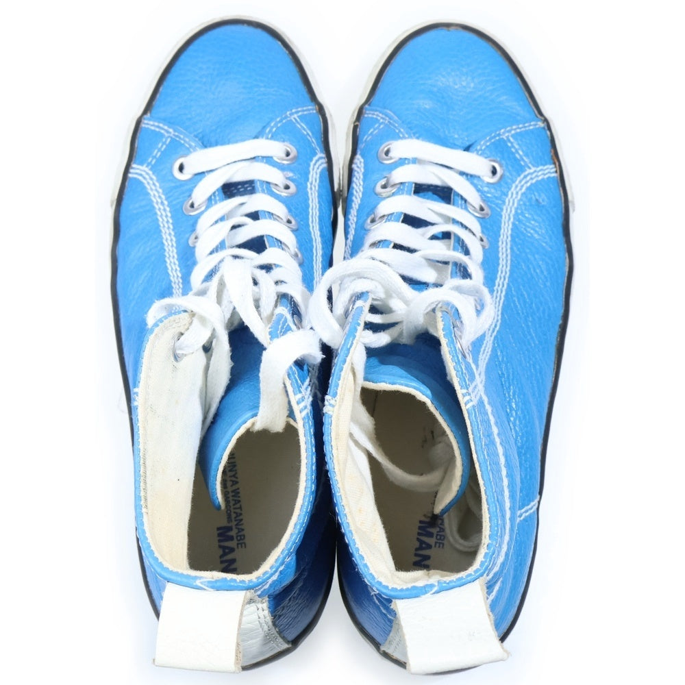 JUNYA WATANABE COMME des GARCONS(ジュンヤワタナベ コムデギャルソン) レザー レースアップ ハイカットスニーカー ブルー