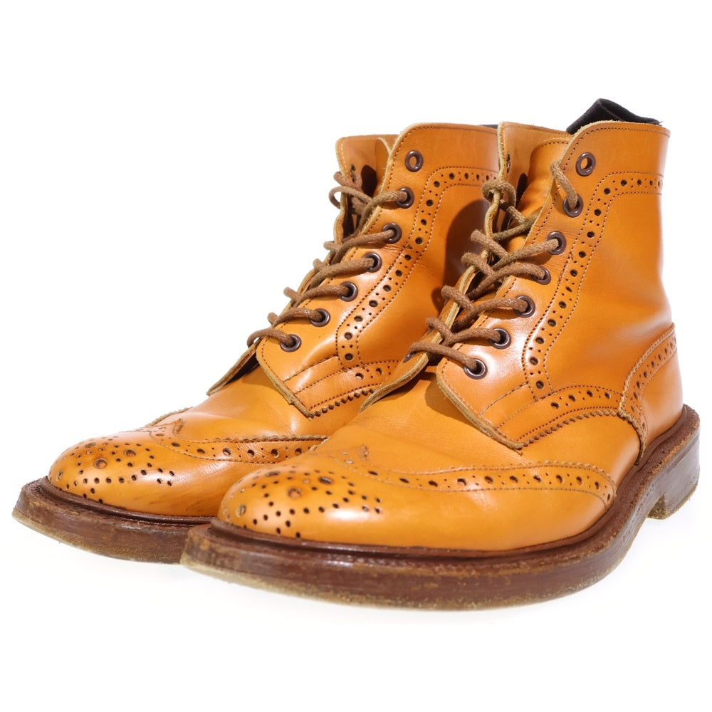 Tricker's(トリッカーズ) ACORN ANTIQUE BLOGUG BOOTS ウィングチップ レザー カントリーブーツ ブラウン S63412