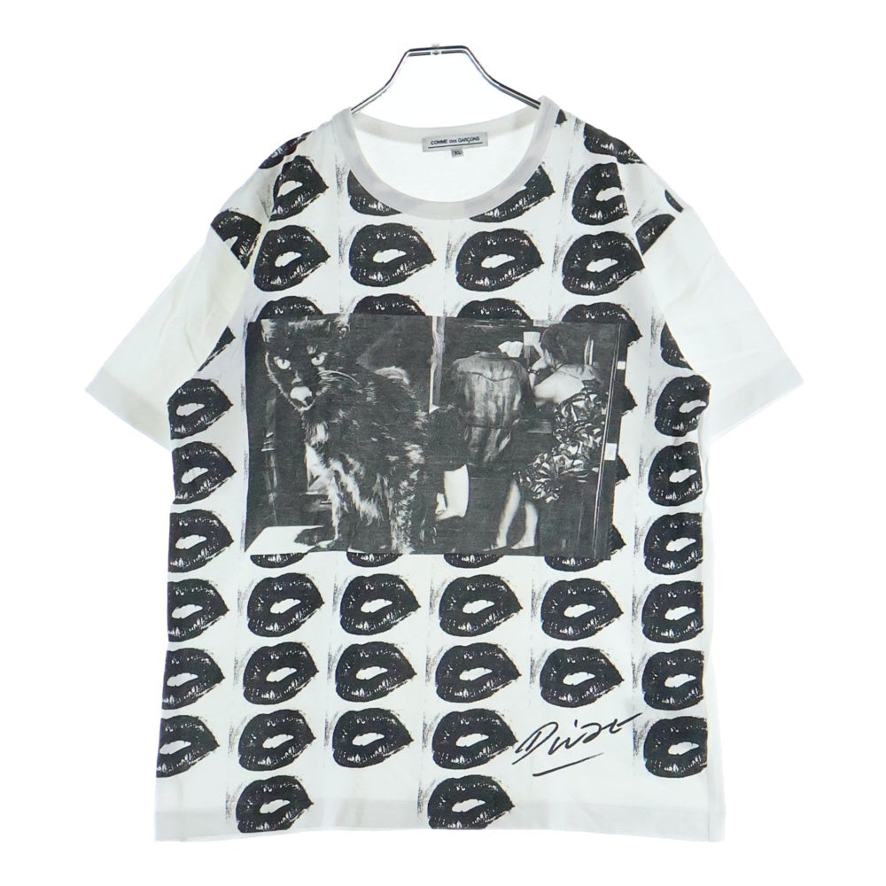 BLACK COMME des GARCONS(ブラックコムデギャルソン) 20SS リップ グラフィックプリント クルーネック半袖Tシャツカットソー ホワイト OF-T001