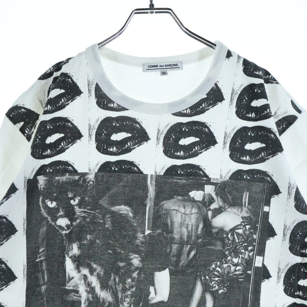 BLACK COMME des GARCONS(ブラックコムデギャルソン) 20SS リップ グラフィックプリント クルーネック半袖Tシャツカットソー ホワイト OF-T001