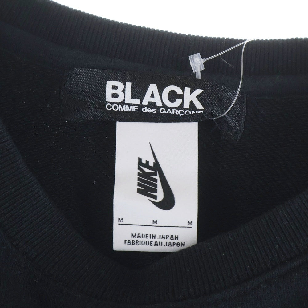 BLACK COMME des GARCONS(ブラックコムデギャルソン) 18AW ×NIKE ナイキ スウォッシュ ロゴプリント クルーネック スウェット トレーナー ブラック 1B-T107