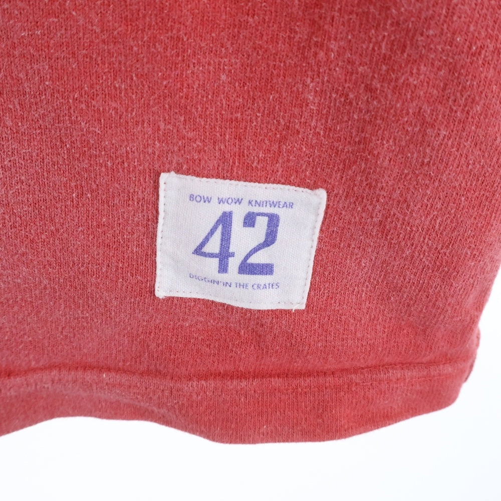 BOWWOW(バウワウ) ROSE BOWL ローズ ボウル ヴィンテージ加工 七分袖 スウェットトレーナー レッド