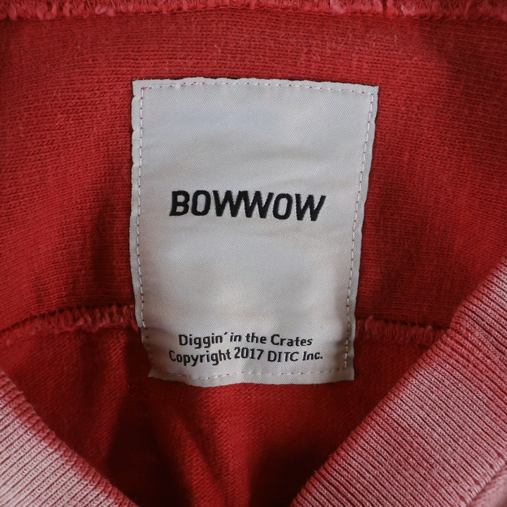 BOWWOW(バウワウ) ROSE BOWL ローズ ボウル ヴィンテージ加工 七分袖 スウェットトレーナー レッド