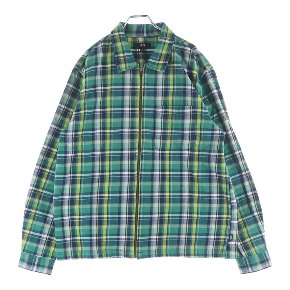 STUSSY(ステューシー) Classic Zip Up Plaid Shirt クラシック ジップアップ プレイド チェック シャツ ジャケット グリーン