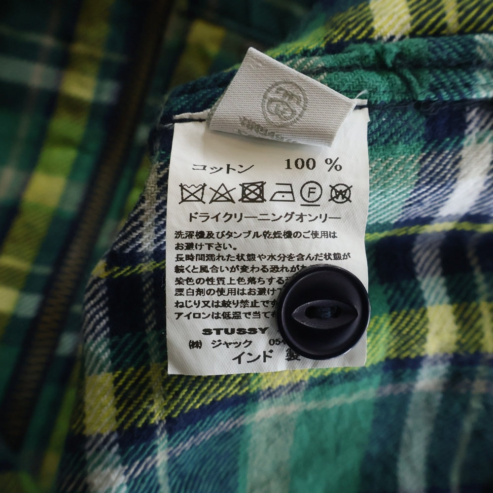 STUSSY(ステューシー) Classic Zip Up Plaid Shirt クラシック ジップアップ プレイド チェック シャツ ジャケット グリーン