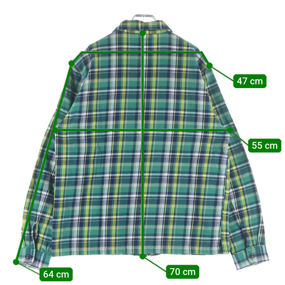 STUSSY(ステューシー) Classic Zip Up Plaid Shirt クラシック ジップアップ プレイド チェック シャツ ジャケット グリーン