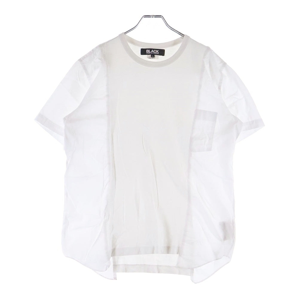 BLACK COMME des GARCONS(ブラックコムデギャルソン) 21SS 切替 クルーネック 半袖Tシャツカットソー ホワイト 1G-B019