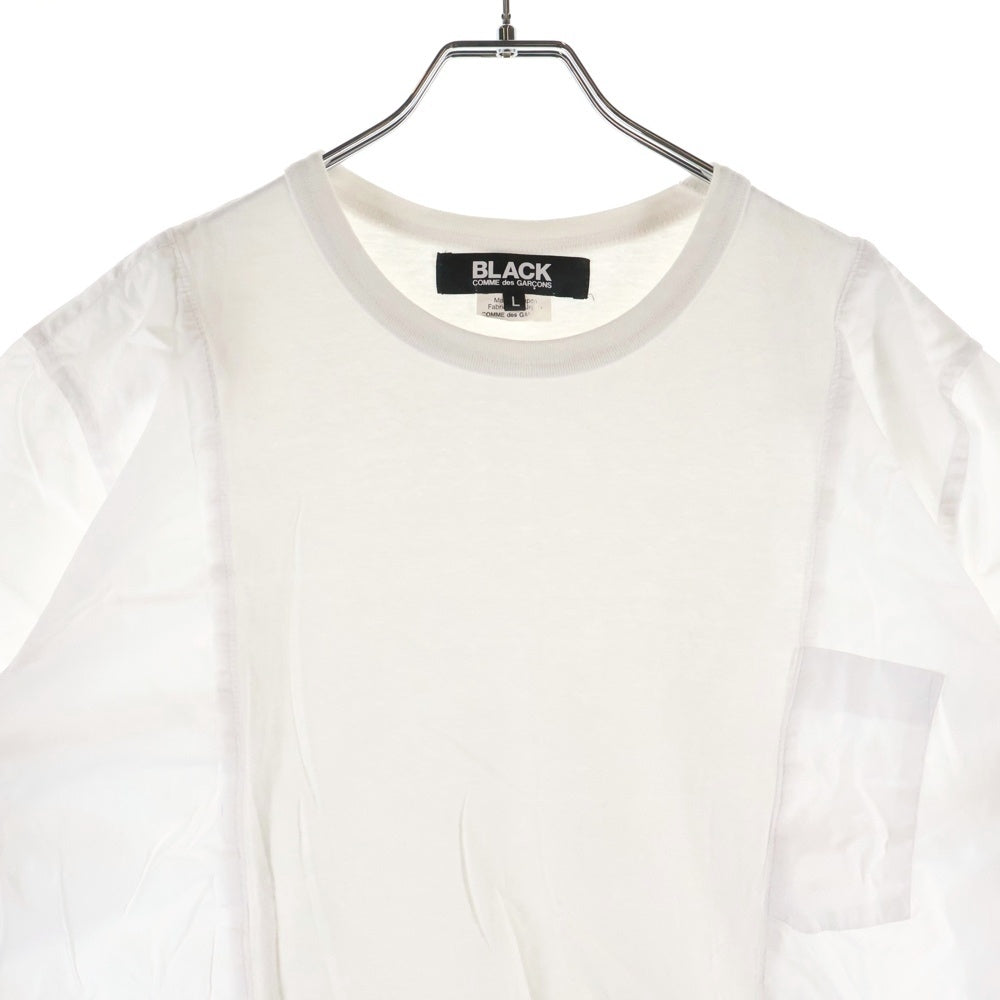 BLACK COMME des GARCONS(ブラックコムデギャルソン) 21SS 切替 クルーネック 半袖Tシャツカットソー ホワイト 1G-B019