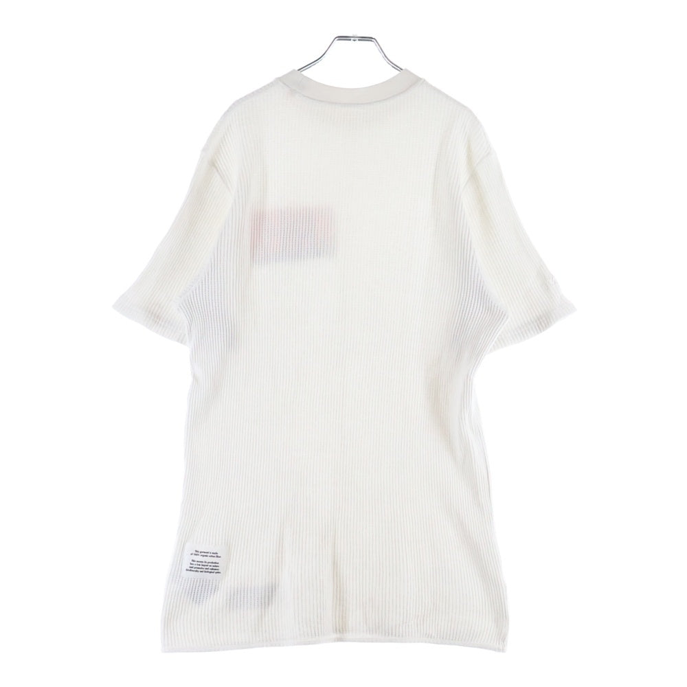 HERON PRESTON(ヘロンプレストン) 20SS WAFFLE HERON BOLD TEE フロントプリント ワッフル クルーネック 半袖Tシャツ カットソー ホワイト HMAA010S20914013
