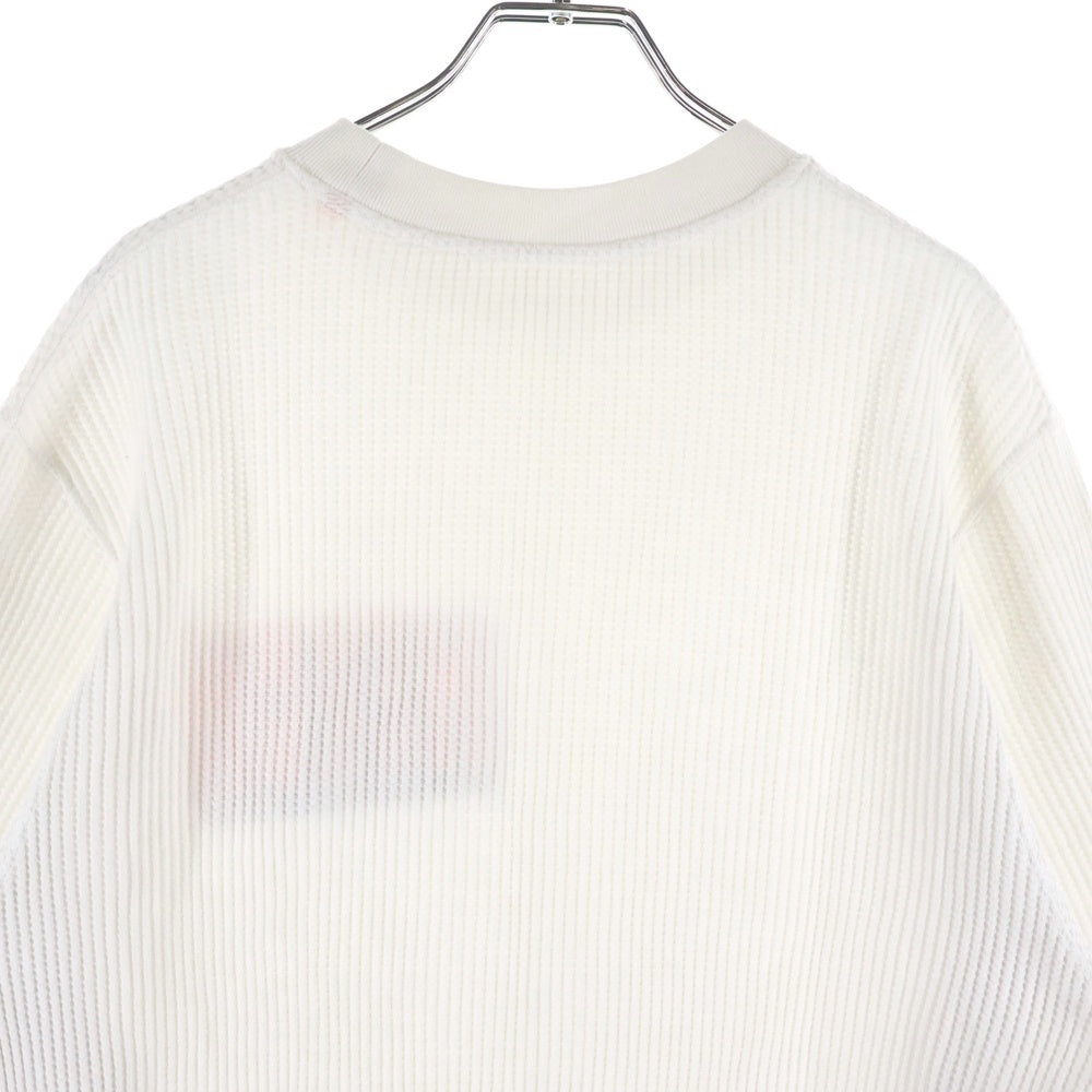 HERON PRESTON(ヘロンプレストン) 20SS WAFFLE HERON BOLD TEE フロントプリント ワッフル クルーネック 半袖Tシャツ カットソー ホワイト HMAA010S20914013