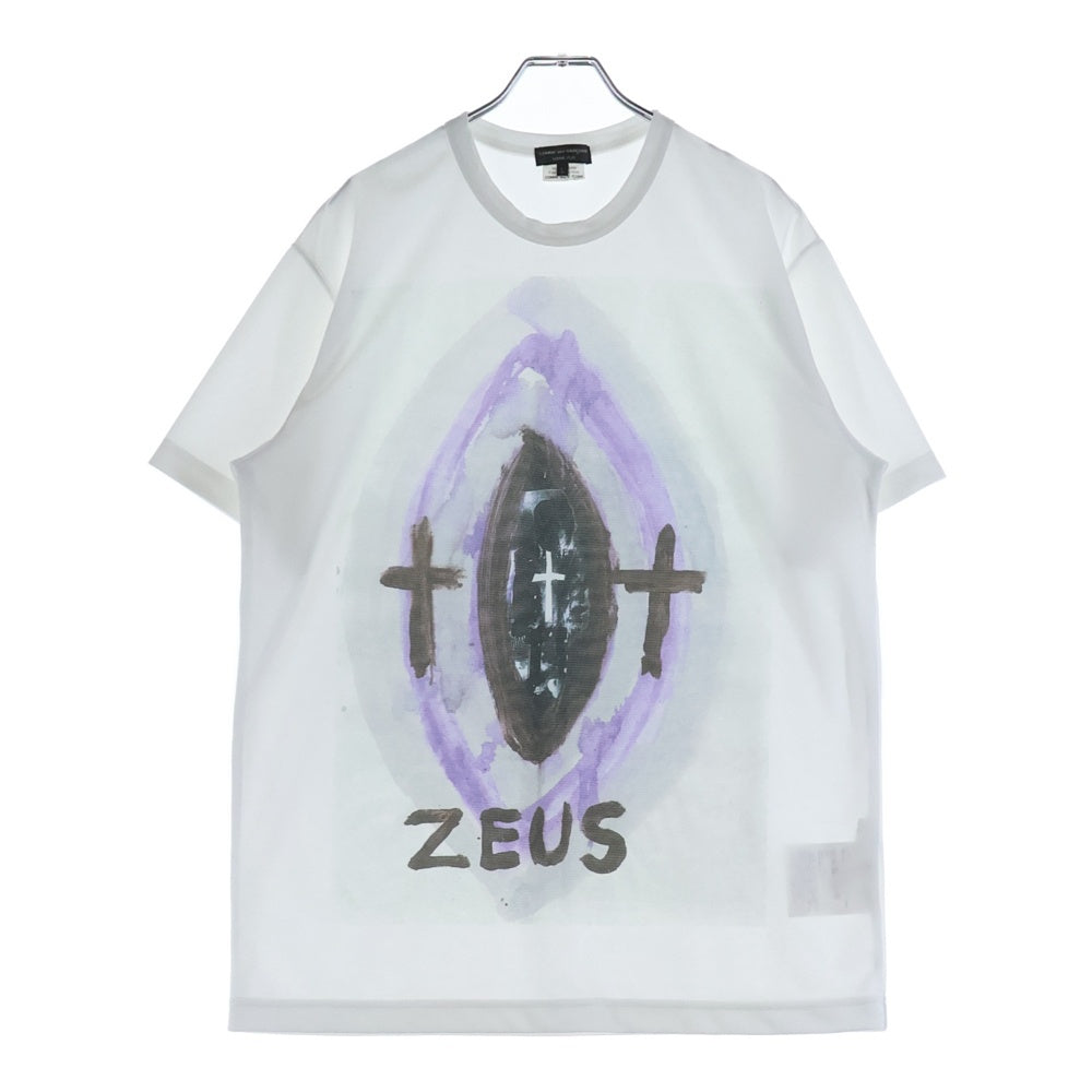 COMME des GARCONS HOMME PLUS(コムデギャルソンオムプリュス) 19AW Zeus ゼウス プリント ポリエステル クルーネック 半袖Tシャツ カットソー ホワイト PD-T036 AD2019