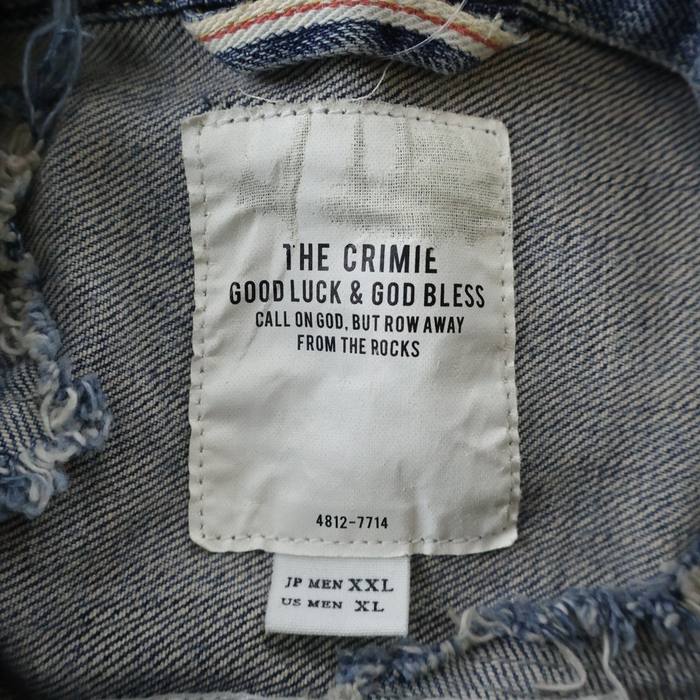CRIMIE(クライミー) STRETCH SELVEDGE DENIM VEST リペア ダメージ加工 ストレッチ セルビッチデニム ベスト インディゴ