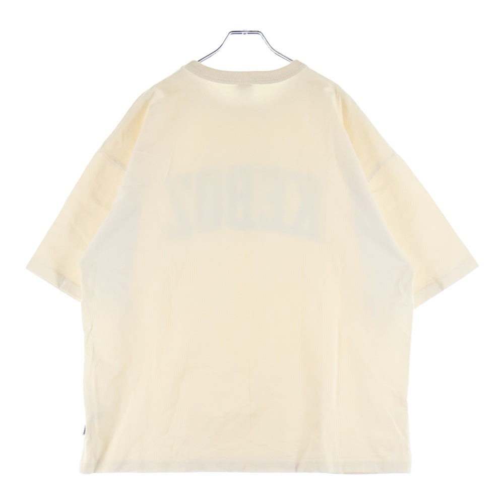 KEBOZ(ケボズ) フェルトロゴプリント クルーネック 半袖 Tシャツカットソー ベージュ