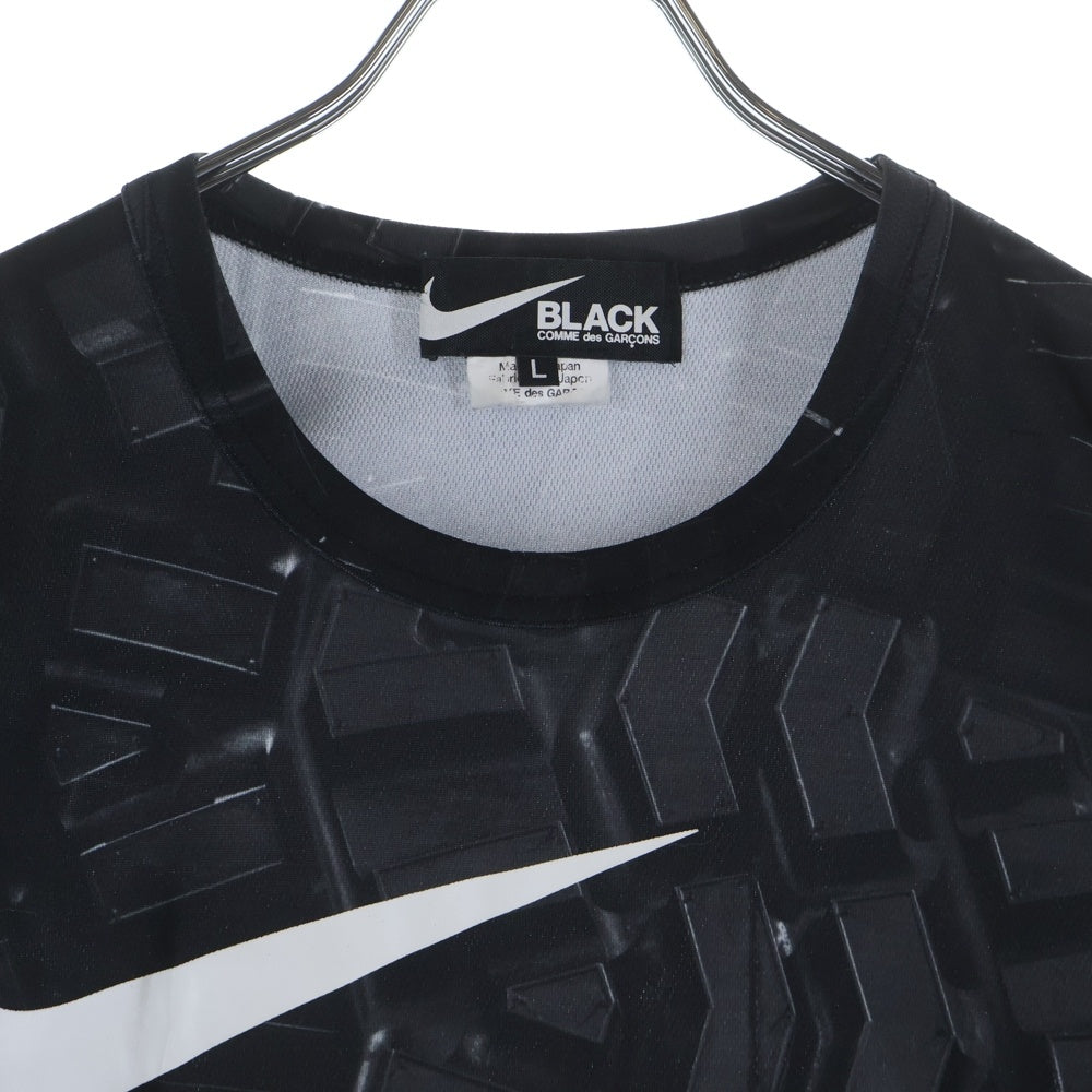 BLACK COMME des GARCONS(ブラックコムデギャルソン) ×NIKE ナイキ ロゴプリント ポリエステル クルーネック 半袖Tシャツ カットソー ブラック 1I-T102 AD2021