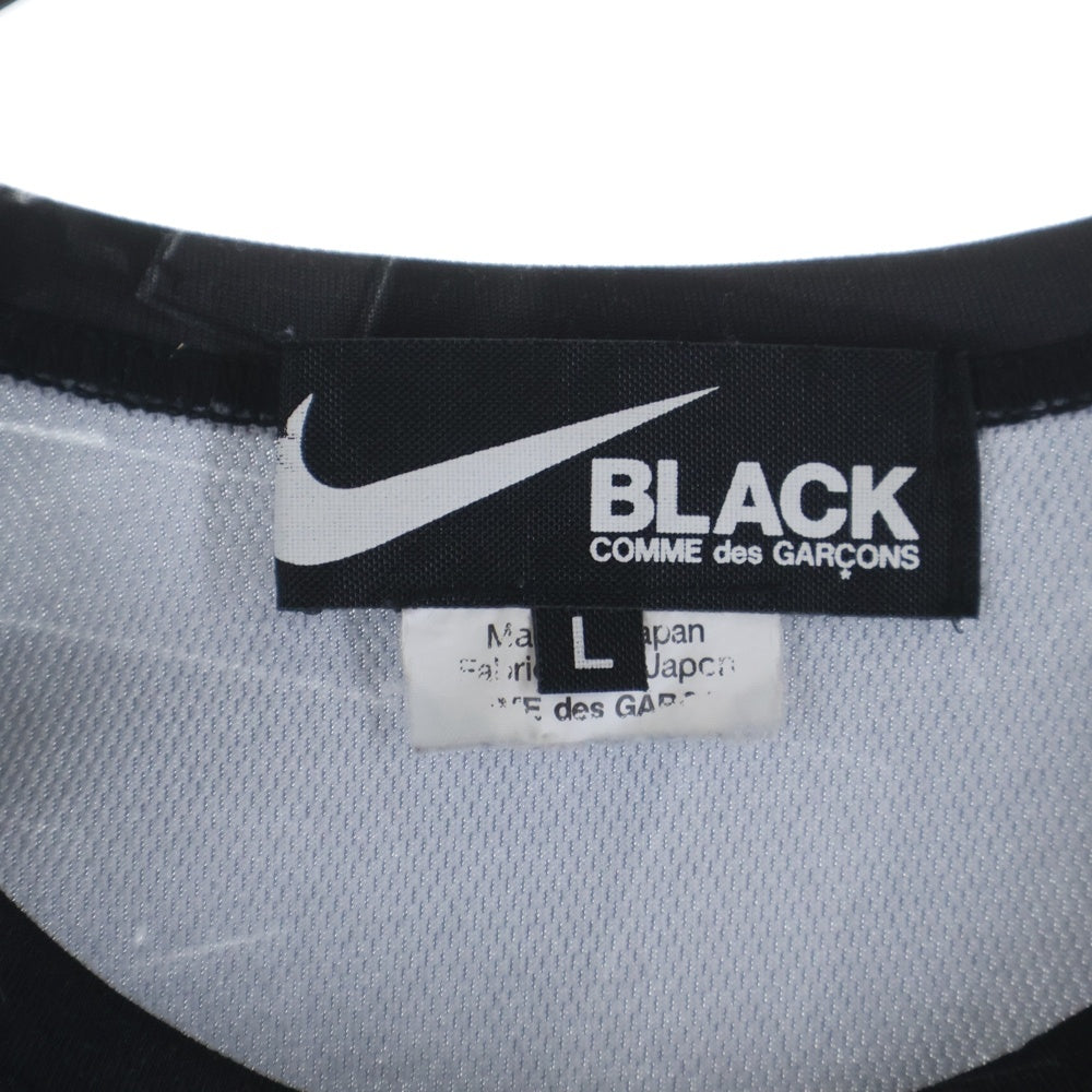 BLACK COMME des GARCONS(ブラックコムデギャルソン) ×NIKE ナイキ ロゴプリント ポリエステル クルーネック 半袖Tシャツ カットソー ブラック 1I-T102 AD2021