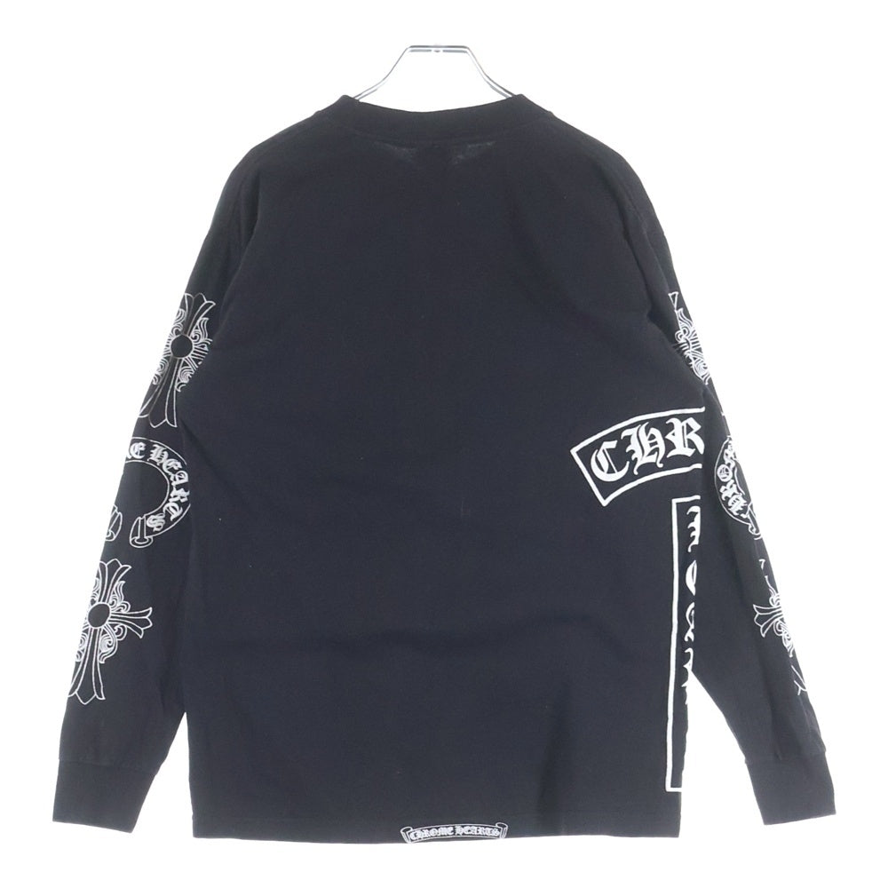 CHROME HEARTS(クロムハーツ) OLD オールド 袖クロスプリント クルーネック 長袖Tシャツカットソー ブラック