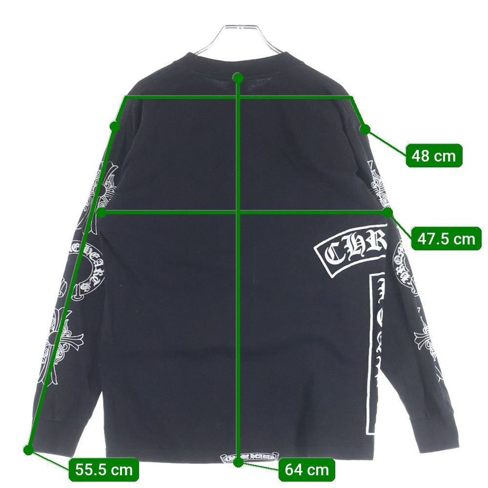 CHROME HEARTS(クロムハーツ) OLD オールド 袖クロスプリント クルーネック 長袖Tシャツカットソー ブラック