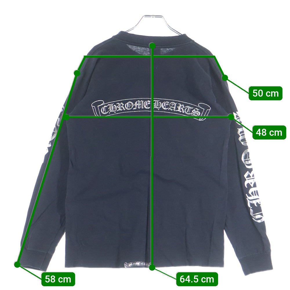 CHROME HEARTS(クロムハーツ) OLD オールド メタリックプリント ロングスリーブ クルーネック長袖Tシャツカットソー ブラック