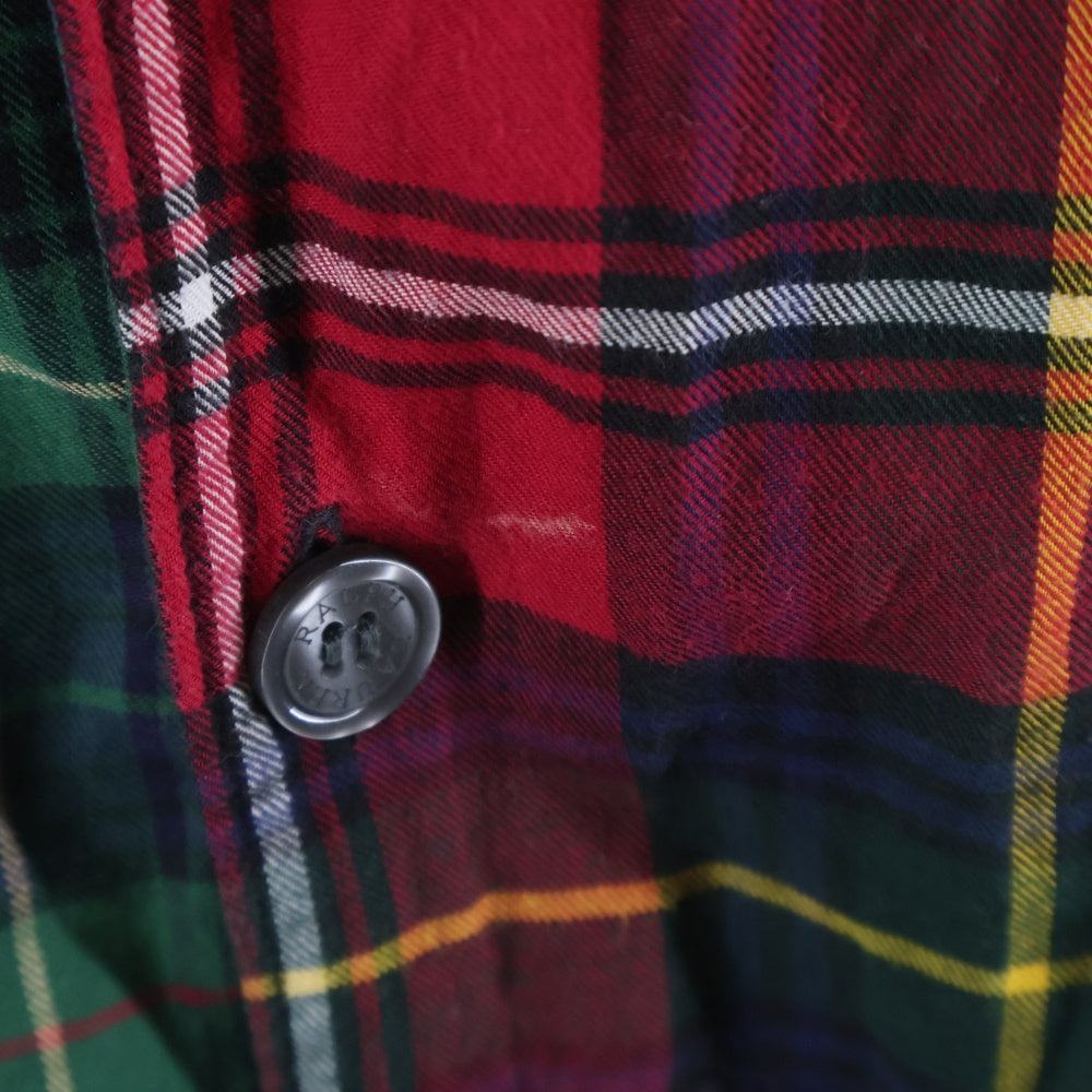 POLO RALPH LAUREN(ポロラルフローレン) ポニー刺繍 ポケット付き チェック 長袖シャツ グリーン/レッド
