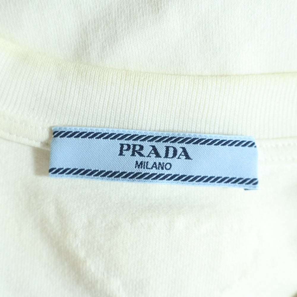 PRADA(プラダ) コサージュ付き ノーカラー コットントップ レディース ホワイト