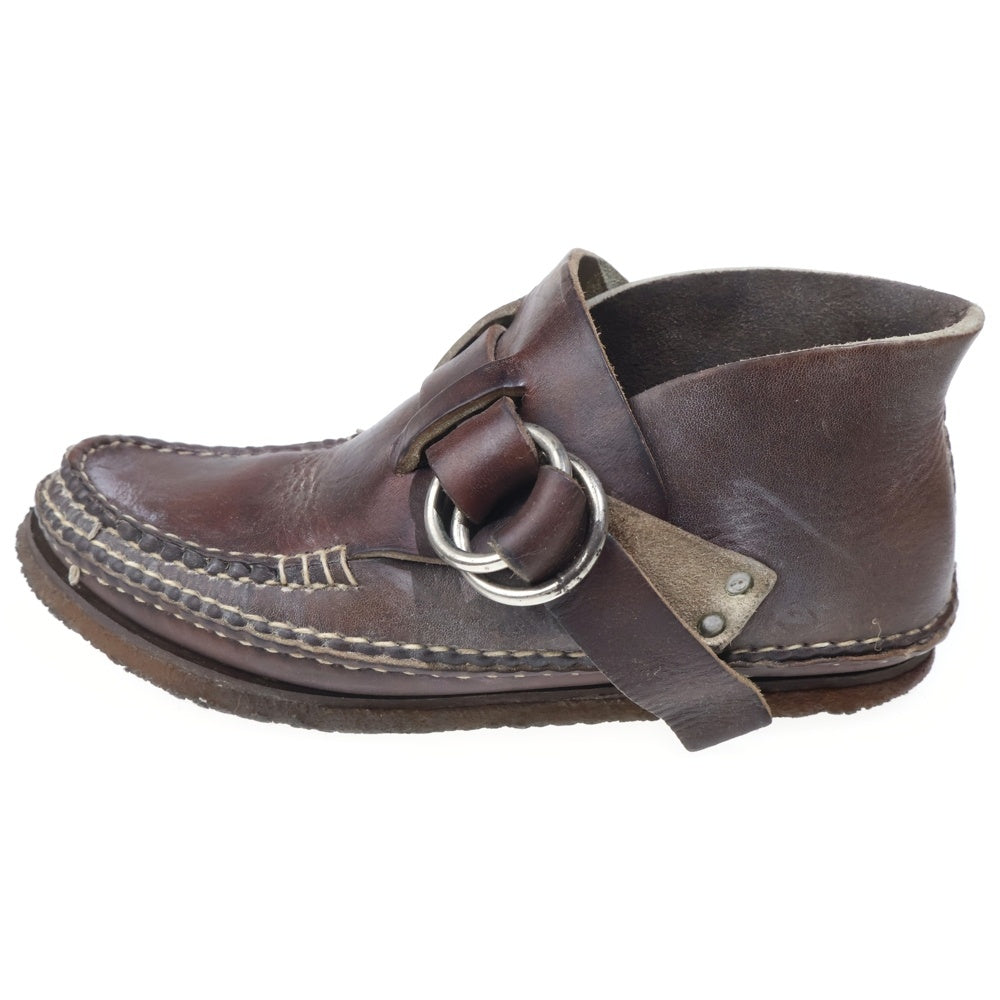 NO BRAND(ノーブランド) ARROW MOCCASIN（アローモカシン）RING BOOT リング クレープソール レザー ブーツ ブラウン